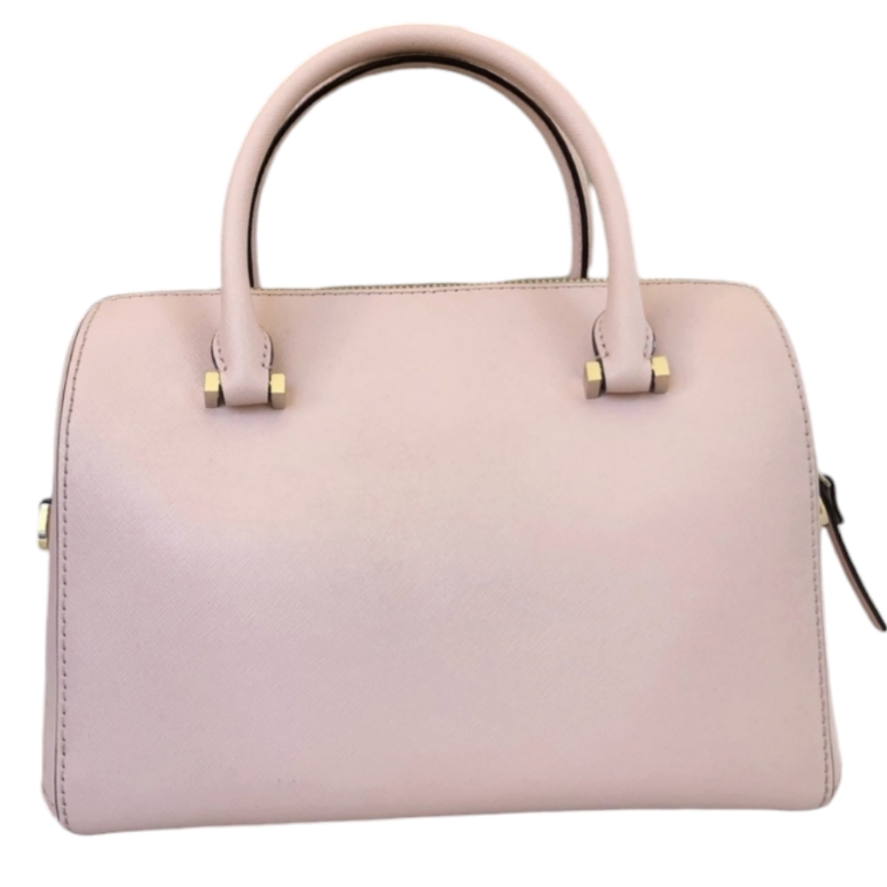 NWOT Kate Spade Blush Pink Crosshatch Leather Satchel Handbag w/ Crossbody Strap - Picture 2 of 16